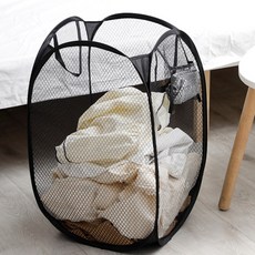 접이식 메쉬 빨래 바구니, 블랙