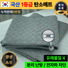 국산 특허 전자파없는 카본 탄소매트 인체감지 전기장판 전기요 온열, 퀸(145 X 200cm)