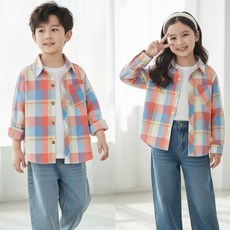 달콩슈 아동용 순면 체크 남방 셔츠 남아 여아 DKW196