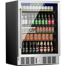 음료 냉장고 1.6입방피트/70캔 소다 맥주 또는 와인용 선반 및 LED 디스플레이 조절 가능 가정용/바/사무실용 소형 냉장고(실버), 5.3 Cu