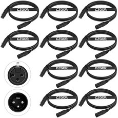 스테이지 조명 신호 연결을 위한 Czgor DMX 케이블 3 9피트 10팩 3핀 XLR 남-여, 6.5FT DMX Cable 10 Pack