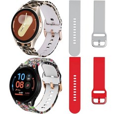 DEALELE 삼성 갤럭시 워치 3 45mm / 갤럭시 46mm 22mm 소프트 프린트 실리콘 밴드 화웨이 워치 GT5 / GT5 프로 / 4/4 프로 / 3/3 프로 /, 20MM, 01- Leopard+Colorful skull+Red