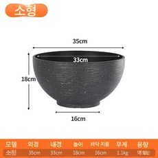 수경화분 인테리어수반 연못화분 수생식물 화분어항 연못용기 원예 홈데코, 락블랙 소형, 플라스틱, 구멍 없는 바닥