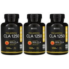 Sports Research CLA 1250 Max Potency 1250mg 스포츠리서치 CLA 1250 맥스 포텐시 1250mg 90 소프트젤 3병 잇꽃오일 공액리놀레산95%, 90정