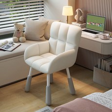 인테리어의자 화장대의자 가정용 화장 의자 침실 등받이의자 컴퓨터 화장대 사무용 메이크업 의자, 1개, 화이트