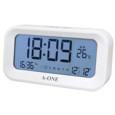 A-ONE LCD電子鬧鐘 具備LCD螢幕顯示與三組鬧鈴功能, 白色, 白色