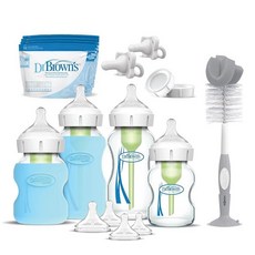 미국출고 평점4.5+ 153329 닥터 옵션스 플러스 와이드 넥 내추럴 플로우 젖병 270ml 1개, Glass Starter Set