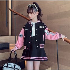 女童棒球服外套短裙套裝