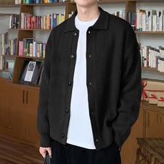 남자 가디건 오버핏 칼라넥 간절기 빅사이즈 니트 아우터 인어미남
