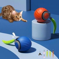 ECLATIS Sachie 실내 반려동물 놀이 스마트 자동 시스템 이동 볼 USB 충전식 AI 두 가지 속도 조절 교체용 테일 포함믹스 2개 262937, Sachie 실내 반려동물 놀이, 스마트 자동 시스템