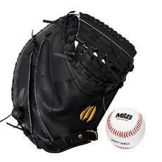 썬버드 야구글러브 JA510 포수미트 12인치 + 공 세트, 1세트, 우투(블랙)