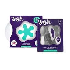 doddl 人體工學嬰幼兒學習餐具三件組 飛碟盤, 1個, 藍莓紫+飛碟盤