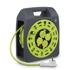 러그 캠핑 USB 2p 방호형 휴대용 릴선 3구 그레이그린, 25m, 1개