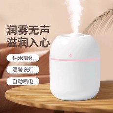 【台灣出貨】新款小型USB加溼器加溼器家用臥室辦公室桌面空氣教室加溼器霧化補水噴霧禮品便攜噴霧器, 1個, 白色【插電款】補水保濕/大噴霧/氛圍燈