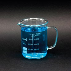 250ml 내열강화 유리 손잡이 눈금 비이커 실험용기 약품 시약 과학 교구 교과서 실험실