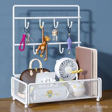 玄關鑰匙收納擺件，進門入戶門桌麵收納盒掛入門門口鞋櫃置物架, 1個, 黑色-小號丨可壁掛使用,密網鏤空設計丨一體免安裝