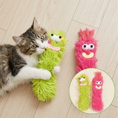 펫하루 고양이 롱스틱 인형 장난감 2종 세트, 1세트, 그린+핑크