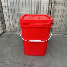 新品 發票含稅方形塑料桶帶蓋四方桶5/6/12/20/25陞大桶垃圾桶加厚全新料包裝桶釣魚桶食品級方形帶蓋水桶, 20陞紅方桶塑料提手, 1個