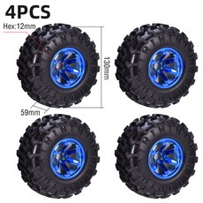 4PCS 12mm 허브 110 타이어 휠 120mm 125mm 130mm 몬스터 트럭 타이어 바퀴 버기 RC 자동차 크롤러 Traxxas Scx10 버기, [09] Type3 130 59mm