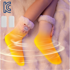 KC인증 충전식 열선양말 온열양말 3단 온도 조절 덧신 USB 충전 겨울 수족냉증 방한 양말 발난로 발 찜질기+보조배터리 2개, 핑크