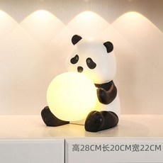 2025新款 熊貓入戶玄關櫃鑰匙收納托盤擺件支架客廳家居裝飾品喬遷新居禮品, 熊貓燈+儲蓄罐, 1個