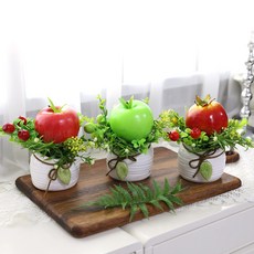 풍수 인테리어 모형과일 나뭇잎 조화화분 소 3p set, 혼합3P, 1개