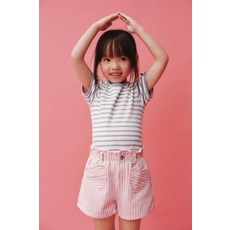 [국내배송] 자라 ZARA 리본 스트라이프 리브드 티셔츠 - 970430