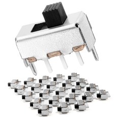 찬존 SPDT 미니 마이크로 슬라이드 스위치 1p2t 2 위치 25pcs 3mm 토글 수직 패널 장착 PCB 아두이노 브레드보드 전자 보드 딥 미니어처 스위치용 소형 하이 노브, 5mm,SS12D10,25Pcs