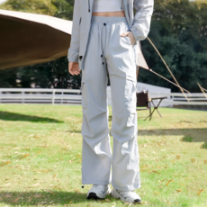 夏季輕薄透氣防曬套裝 戶外休閒男女同款, 冰川藍【單褲子】, 2XL