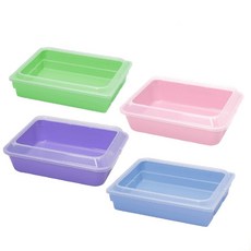 貓用方型便盆附貓鏟(小) - 簡約設計、附貓砂鏟、小尺寸, 1個, 綠色、粉色、紫色、藍色