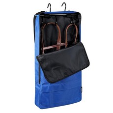 Harrison Howard 브라이들/홀터 백 - 방수 600D 말 압정 보관함 멀티 후크 디자인의 걸이 오거나이저 굴레 및 고삐 보호-피아노 블랙, 블루