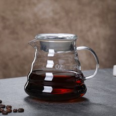 해피유통 핸드드립 커피용 유리 필터컵 투명 드립퍼 가정용 커피 필터기, 600ML 구름 주전자