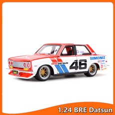 Zhijing 1:24 BRE Datsun 510 정적 다이 캐스트 차량 소장 모델 스포츠카 장난감 다이캐스트(빨간색), 1개