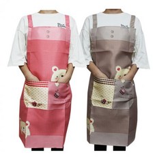 [당일발송] 캐릭터 곰돌이 유치원 주방 생활 방수 작업 설거지 패션 앞치마 레드/브라운 (개별포장)