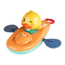 JoyBaby 洗澡玩具 滑艇玩具 免電池拉條動力 戲水玩具, 橙色鴨子-F, 1個