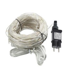 HK.SELL 삼선 빅큐빅 줄전구 20m 200구+리드선 3m, 어댑터, 투명줄 화이트, 1개