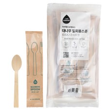 아이엠그리너 친환경 일회용 생분해 대나무 스푼 개별 종이포장, 1개, 10개입