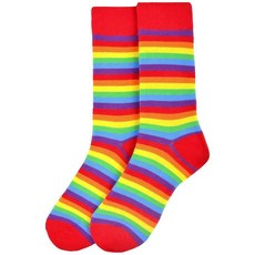 Forest & Twelfth 여성용 크루 컷 양말 Miscallaneous Fun 테마 독특한 그래픽 양말 프리 사이즈 자폐증, 무지개 줄무늬