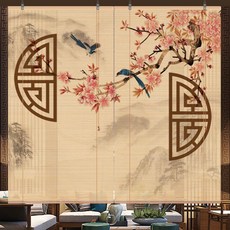 대나무 블라인드 파티션 동양화 일식집 인테리어 가림막 롤스크린 업소