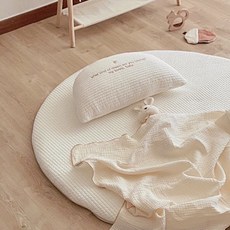 잘라코 친환경 항균옥수수솜 유아 아기 원형러그 놀이매트 거실매트 아이보리, 아이보리 130cm