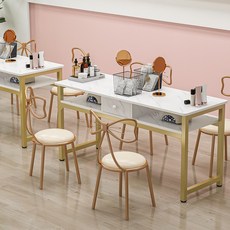 네일샵 네일작업대 매니큐어 서랍 대리석 데스크 가구, 1개, 테이블80cm (서랍X / 의자X / 골드)