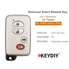 KEYDIY TIB03 4(실버 그레이) 도요타 범용 스마트 리모컨 키 3+1 쉘 포함), 02 5PCS