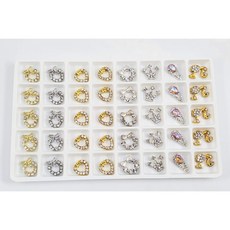 美甲合金鑽飾套組 珍珠寶石水晶大鑽混合 立體異形鑽 穿戴甲造型設計 堆鑽飾品盒裝, 1個, 花圈01【格子12*12mm】40顆, 合金鑽飾