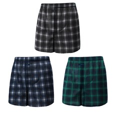 제임스딘 남성용 소프트 순면 체크 트렁크팬티 3종세트