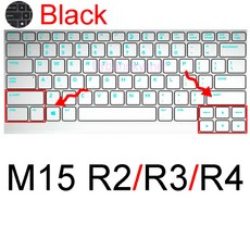 에일리언웨어 M15 R7 M17 R5 R6 X14 X15 R1 X17 R2 Area-51m R3 R4 14 15 16X 16 17 18 키보드 커버 보호 스킨 케이스 실리콘, [02] Black, 1개