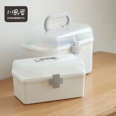 川島屋 升級大容量分層收納藥箱 雙層醫藥箱 藥盒 急救箱 醫療箱 家用保健箱, 1個