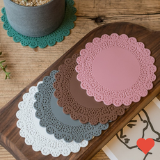 주방용품 논슬립 컵받침 티 14cm, 선택/레이스 컵받침 14cm 인디핑크, 1개