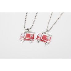 어린이 아기 돌선물 소방차 로이 써지컬스틸 미아방지 목걸이, 기본체인, 아동용(38cm+3.5cm)