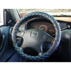 韓式風格 藍色格紋汽車方向盤套 舒適柔軟 無異味
