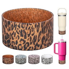 ECLATIS Stanley Quencher 텀블러용 실리콘 부츠 61.4/96.4/1180ml20/30/40온스 & IceFLOW 로우 511.4ml20/30온스 Owal, 골드 레오파드